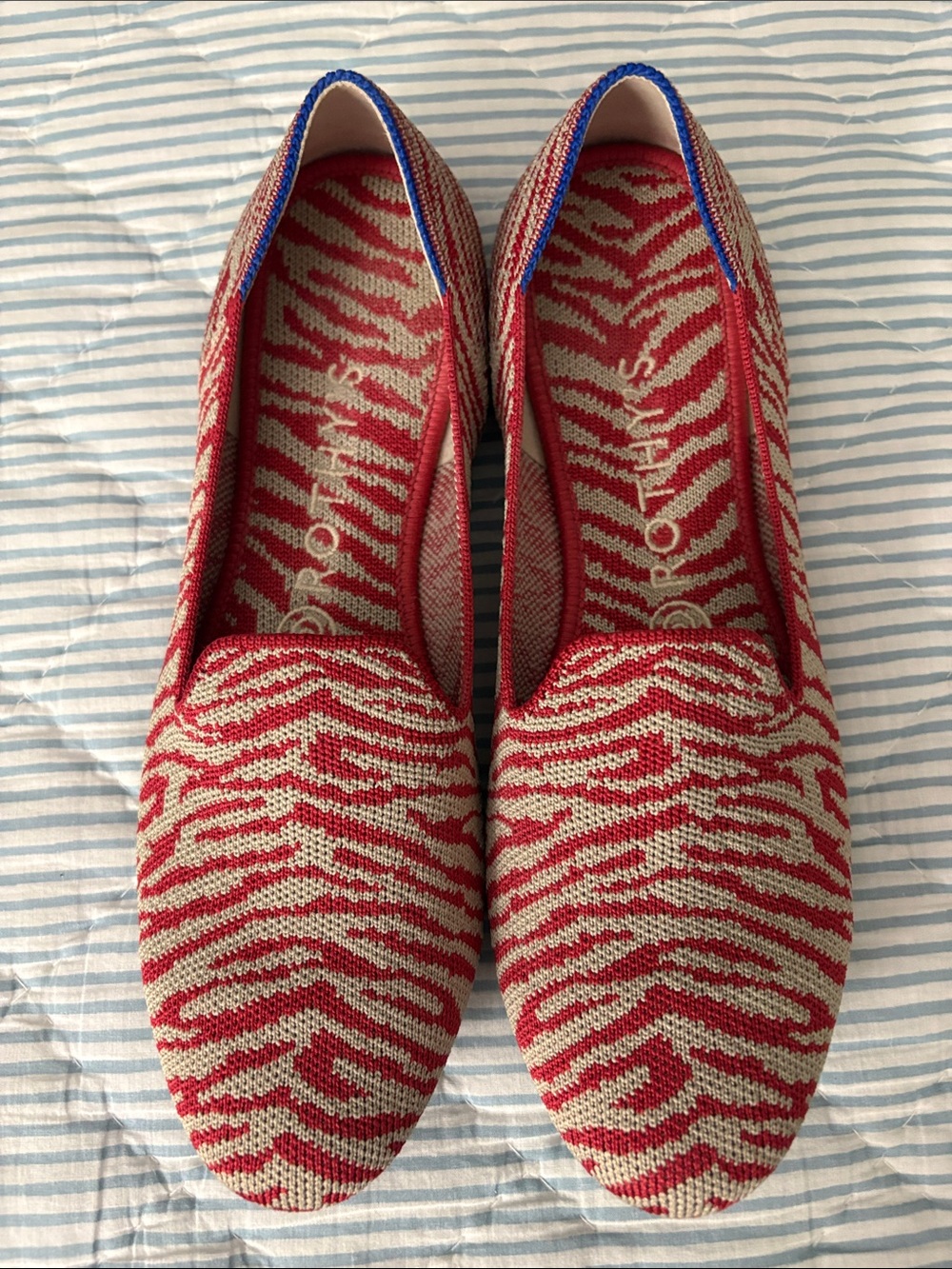 Rothy’s Casual Slip-On Knit Women’s Shoe in red animal print
